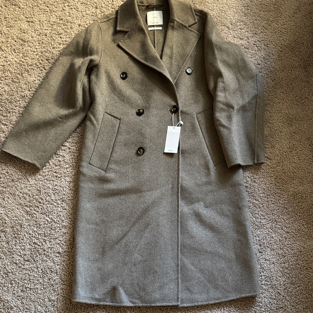 Mango Women's Elegant Gray Pea Coat